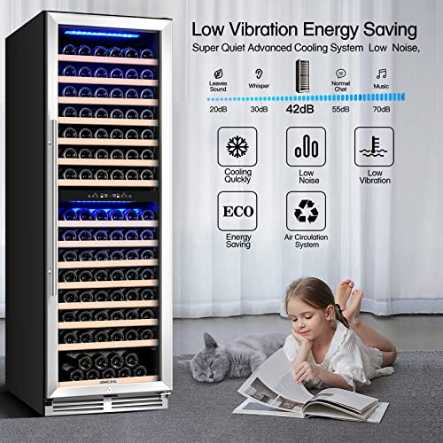 BODEGA Wine Cooler Refrigerator 24 Inch, 174 Bottles Wine Cooler Dual Zone , Built-in or Freestanding Large Wine Fridge Refrigerator with Advanced Cooling Compressor, Wine Cellar for Red, Rose and Sparkling Wines,Quiet Operation