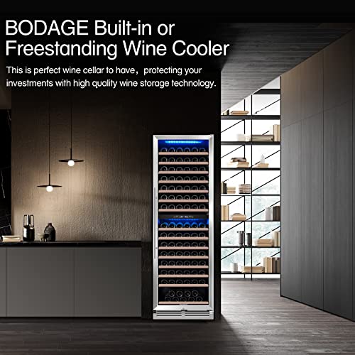 BODEGA Wine Cooler Refrigerator 24 Inch, 174 Bottles Wine Cooler Dual Zone , Built-in or Freestanding Large Wine Fridge Refrigerator with Advanced Cooling Compressor, Wine Cellar for Red, Rose and Sparkling Wines,Quiet Operation