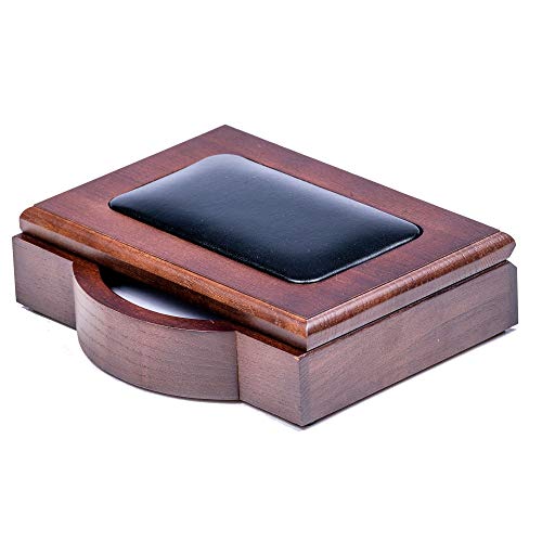 Dacasso Walnut and Black Leather Desk Set, 10-Piece, 34" x 20"