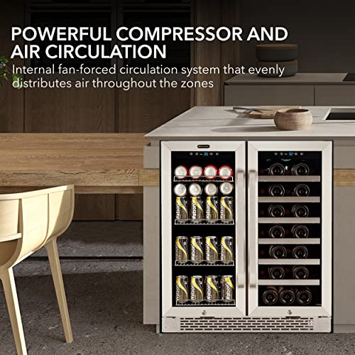 Whynter BWB-3388FDS 30″ Built-in French Door Dual Zone 33 Bottle Wine Refrigerator, One Size, Stainless Steel