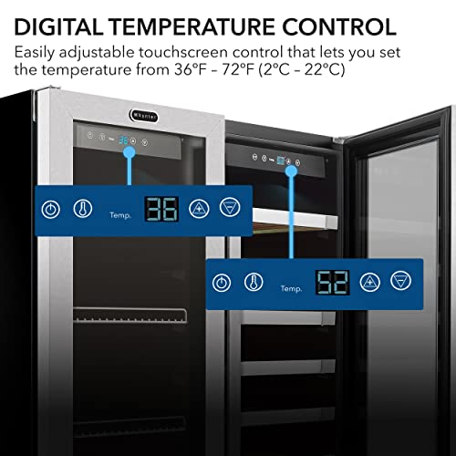 Whynter BWB-3388FDS 30″ Built-in French Door Dual Zone 33 Bottle Wine Refrigerator, One Size, Stainless Steel