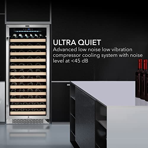 Whynter BWR-1002SD 100 Built-in or Freestanding Stainless Steel Compressor Large Capacity Wine Refrigerator Rack for Open LED Display, Black-100 Bottle, Black