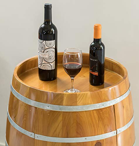 Vintiquewise Wooden Wine Barrel Shaped Wine Holder, Bar Storage Lockable Storage Cabinet