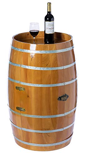 Vintiquewise Wooden Wine Barrel Shaped Wine Holder, Bar Storage Lockable Storage Cabinet