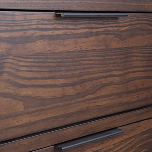 SIMPLIHOME Hollander Solid Pine Wood 54 inch Contemporary Modern Sideboard Buffet and Wine Rack in Warm Walnut Brown features 2 Doors, 4 Drawers and 2 Cabinets with Large storage spaces