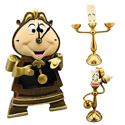 LJWW Beauty and The Beast Candle Holder Candle Holder Ornament Alarm Clock Ornament Retro Home Decoration Collection Resin Ornament- Birthday Gift (1 Set Contains 3)