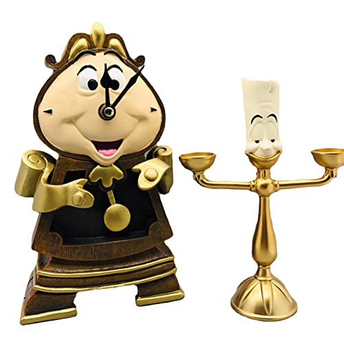 LJWW Beauty and The Beast Candle Holder Candle Holder Ornament Alarm Clock Ornament Retro Home Decoration Collection Resin Ornament- Birthday Gift (1 Set Contains 3)