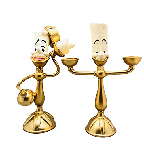 LJWW Beauty and The Beast Candle Holder Candle Holder Ornament Alarm Clock Ornament Retro Home Decoration Collection Resin Ornament- Birthday Gift (1 Set Contains 3)