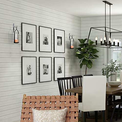 Wisiron Hanging Wall Sconce Medieval Modern Wall Mounted Hurricane Candle Holder Glass & Metal Farmhouse Handcrafted Wall Art Decorations, Black Set of 2 HT21-0205B2