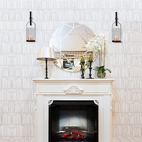 Wisiron Hanging Wall Sconce Medieval Modern Wall Mounted Hurricane Candle Holder Glass & Metal Farmhouse Handcrafted Wall Art Decorations, Black Set of 2 HT21-0205B2
