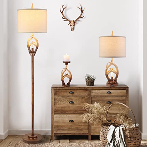 Rustic Farmhouse Antlers Candle Holder Set of 2
