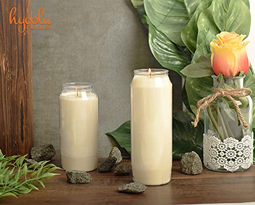 Hyoola 7 Day White Prayer Candles, 20 Pack - 6" Tall Pillar Candles for Religious, Memorial, Party Decor, Vigil and Emergency Use - Vegetable Oil Wax in Plastic Jar Container