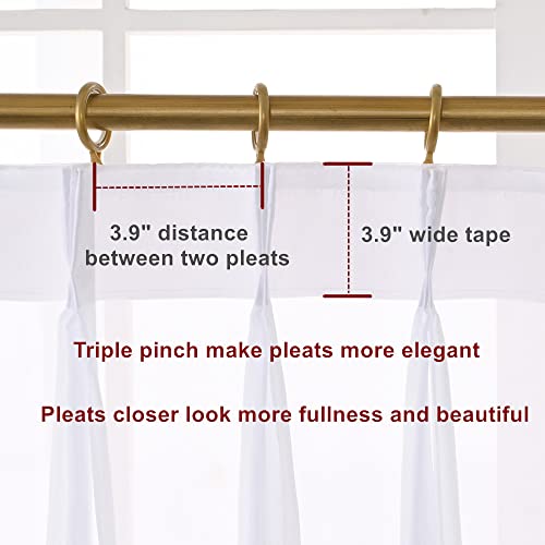 Custom Made White Chiffon Triple Pinch Pleated French Pleat 1 Panel Super Soft Sheer Curtains Window Treatment Voile Drapes Living Room (White, 100W x 84L (1 Panel))