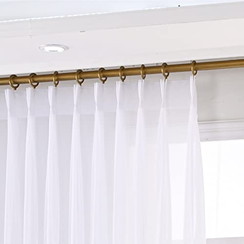 Custom Made White Chiffon Triple Pinch Pleated French Pleat 1 Panel Super Soft Sheer Curtains Window Treatment Voile Drapes Living Room (White, 100W x 84L (1 Panel))