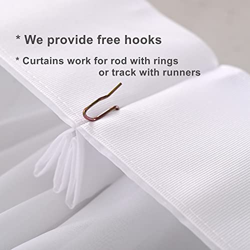 Custom Made White Chiffon Triple Pinch Pleated French Pleat 1 Panel Super Soft Sheer Curtains Window Treatment Voile Drapes Living Room (White, 100W x 84L (1 Panel))