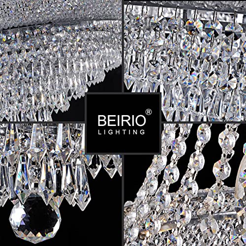 BEIRIO 12-Lights Chrome Finish Classic Empire Style K9 Drop Crystal Chandelier Ceiling Light Fixture for Living Room Foyer Dining Room Hallway Bedroom (22×29.5 inch) New Packaging Easy to Install