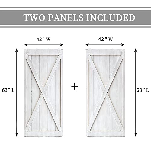 Cinbloo Rustic Barn Door Curtains 42Wx63H Inch Rod Pocket Farmhouse White Wooden Barnwood Art Printed Country Western Cabin Retro Wood Planks Living Room Bedroom Window Drapes Treatment Fabric 2 Panel