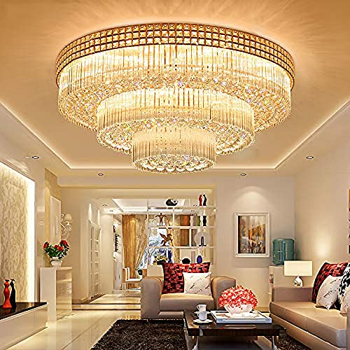 KALRI Modern K9 Crystal Chandelier Flush Mount LED Ceiling Light Fixture Pendant Lamp for Living Room Bar Shop (Dia 31.5'')