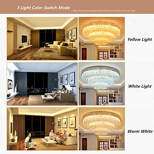 KALRI Modern K9 Crystal Chandelier Flush Mount LED Ceiling Light Fixture Pendant Lamp for Living Room Bar Shop (Dia 31.5'')