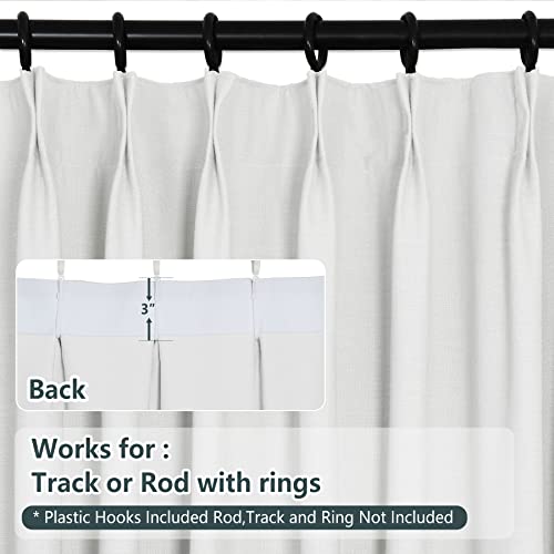 Macochico White Liner Pinch Pleat Curtain 120 Inches Long, Window Treatment Curtain Panel Double Layer Room Darkening Lined Curtain for Living Room,White,50W x 120L,2 Panels