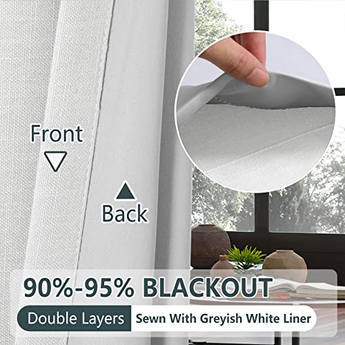 Macochico White Liner Pinch Pleat Curtain 120 Inches Long, Window Treatment Curtain Panel Double Layer Room Darkening Lined Curtain for Living Room,White,50W x 120L,2 Panels