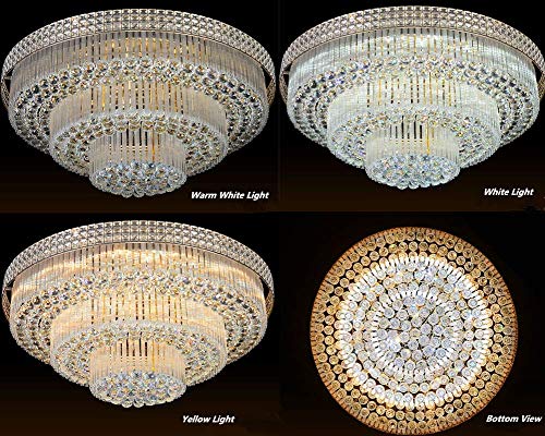 KALRI Modern K9 Crystal Chandelier Flush Mount LED Ceiling Light Fixture Pendant Lamp for Living Room Bar Shop (Dia 31.5'')