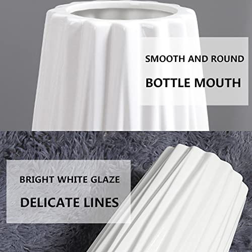 24" White Ceramic Tall Floor Vase for Decor