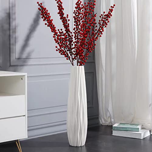 24" White Ceramic Tall Floor Vase for Decor