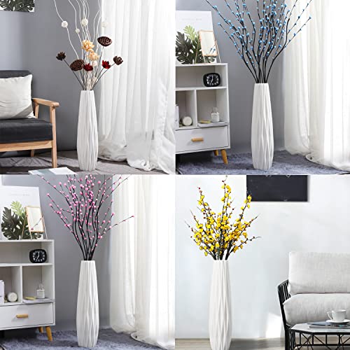 24" White Ceramic Tall Floor Vase for Decor