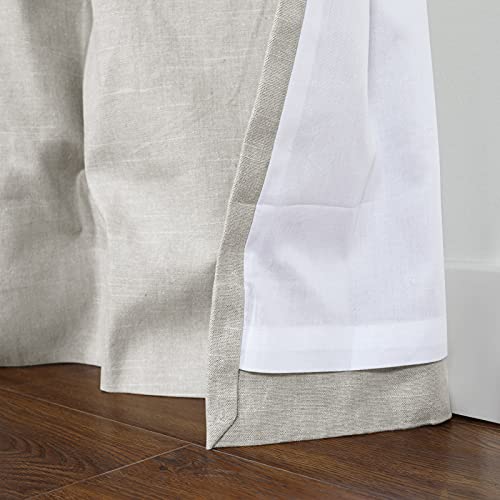 TWOPAGES Linen Cotton Blend Curtain Ivory Beige Drape for Kitchen Living Room 102 Inches Long, Light Filtering Pinch Pleated Curtain Window Treatment (58W x 102L Inches, 1 Panel)