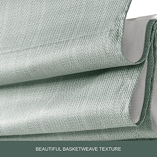 Madison Park Galen Cordless Roman Shades - Fabric Privacy Single Panel Darkening, Energy Efficient, Thermal Insulated Window Blind Treatment, for Bedroom, Living Room Decor, 34" x 64" Green