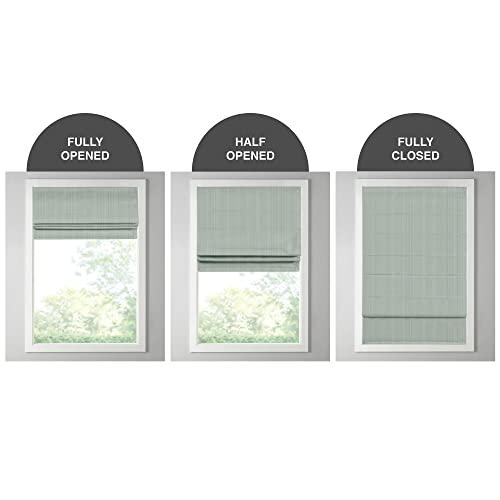 Madison Park Galen Cordless Roman Shades - Fabric Privacy Single Panel Darkening, Energy Efficient, Thermal Insulated Window Blind Treatment, for Bedroom, Living Room Decor, 34" x 64" Green