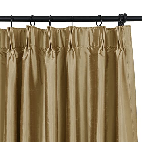 ChadMade Light Filtering Vertical Dupioni Silk Drape Window Treatment, Pinch Pleat Privacy Room Darkening Curtain for Sliding Grass Door, 52 x 96 Inches - Antique