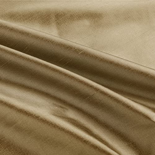 ChadMade Light Filtering Vertical Dupioni Silk Drape Window Treatment, Pinch Pleat Privacy Room Darkening Curtain for Sliding Grass Door, 52 x 96 Inches - Antique