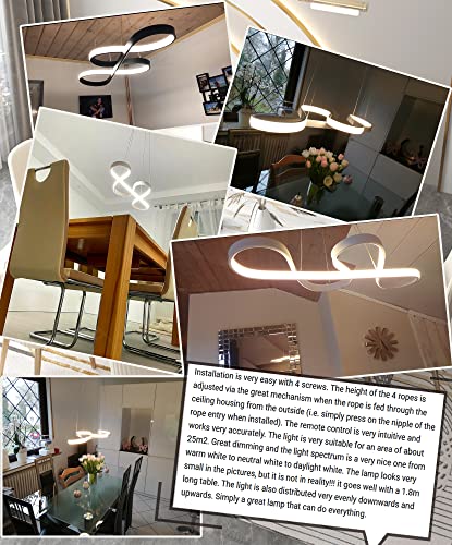 LED Chandelier Lighting Fixture Dimmable Pendant Light with Remote Control Modern Flush Mount Chandelier Adjustable Kitchen Island Hanging Lamp Painting Lamp for Dining Table Office Bedroom (Gold)