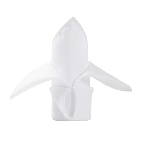 Ascoza 50pcs Polyester Cloth Napkins - 20 x 20 inch White Dinner Washable Napkins with Hemmed Edges for Restaurant/Wedding/Hotel(50,White)