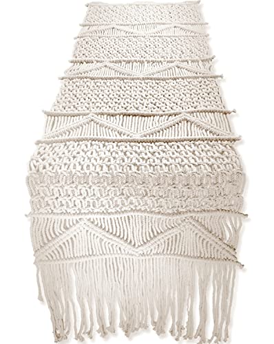 SnugLife Macrame Table Runner Long | Boho Table Runner | Wedding Table Decor | Vintage Farmhouse and Bohemian Dining Room Style (13" Wx144 L)