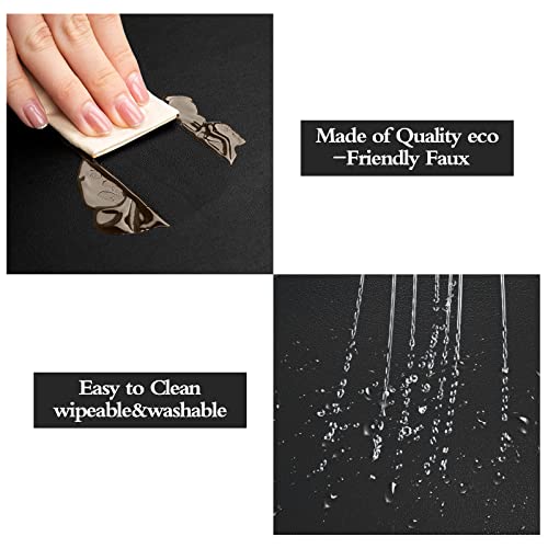 Herda Black Placemats Set of 6 for Dining Table Mats, Faux Leather Place Mats Wipeable Washable Placemats for Round Table Mats for Kitchen Dining Patio Heat Resist Easy to Clean.