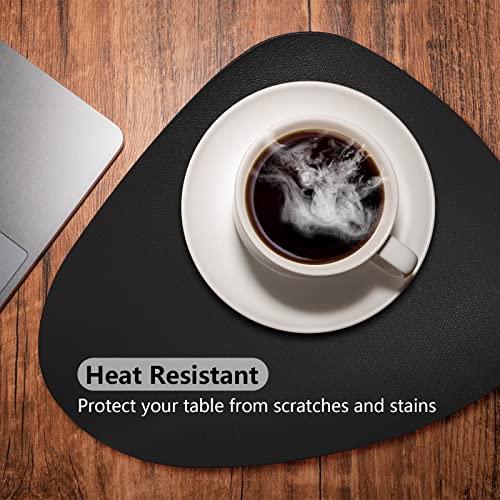 Herda Black Placemats Set of 6 for Dining Table Mats, Faux Leather Place Mats Wipeable Washable Placemats for Round Table Mats for Kitchen Dining Patio Heat Resist Easy to Clean.