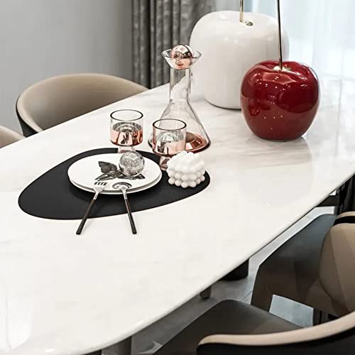 Herda Black Placemats Set of 6 for Dining Table Mats, Faux Leather Place Mats Wipeable Washable Placemats for Round Table Mats for Kitchen Dining Patio Heat Resist Easy to Clean.