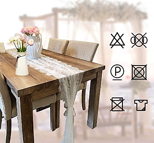 Boho White Lace Table Runner - 14 x 120 Inch