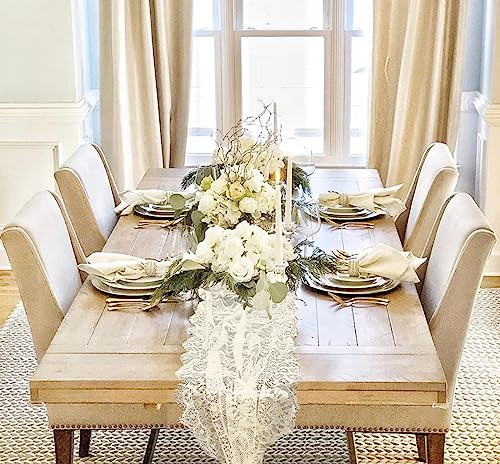 Boho White Lace Table Runner - 14 x 120 Inch