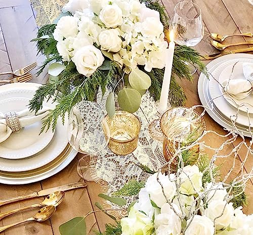 Boho White Lace Table Runner - 14 x 120 Inch