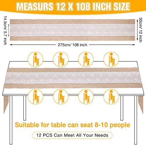 12-Piece Jute Table Runner Set with Lace