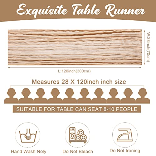 24 Pcs Gauze Table Runner Bulk, 120 Inch Cheesecloth Table Cloth 10FT, Holiday Rustic Table Runner Boho Wedding Table Cloth Long Table Runner for Dinner Decoration Fabric Baby Shower (Champagne)