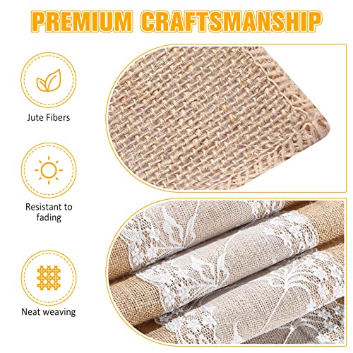 12-Piece Jute Table Runner Set with Lace