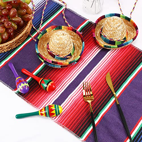 Colorful Handwoven Mexican Serape Table Runner Set