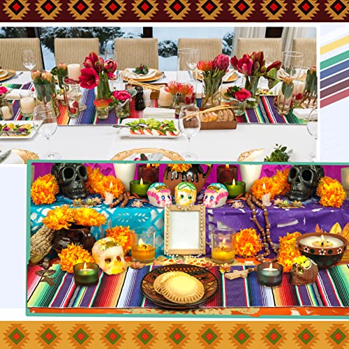 Colorful Handwoven Mexican Serape Table Runner Set