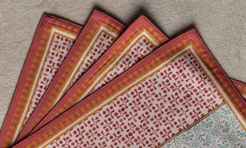 Maison d' Hermine Cloth Placemat 100% Cotton Set of 4 Decorative Washable Place Mats Table Placemat, Dining, Kitchen, Parties & Camping, Provence - Spring/Summer