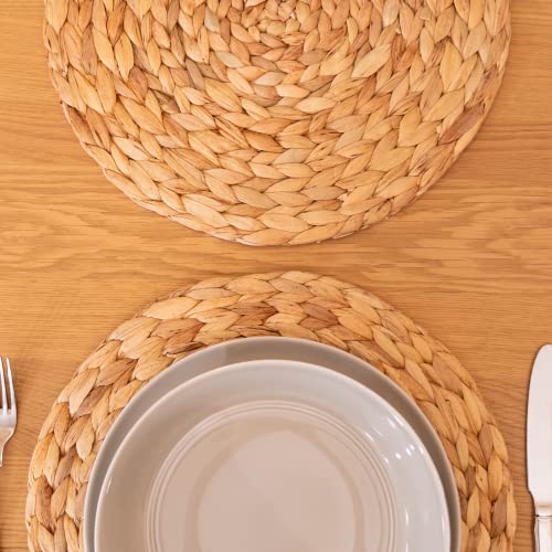 Set of 6 Round Woven Natural Placemats